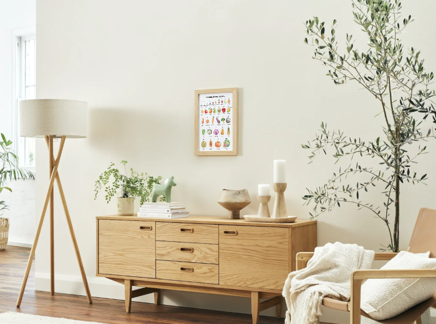 Affiche représentant la taille du bébé en fruit.