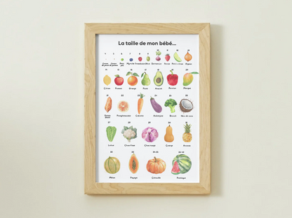 Affiche - taille du bébé en fruit