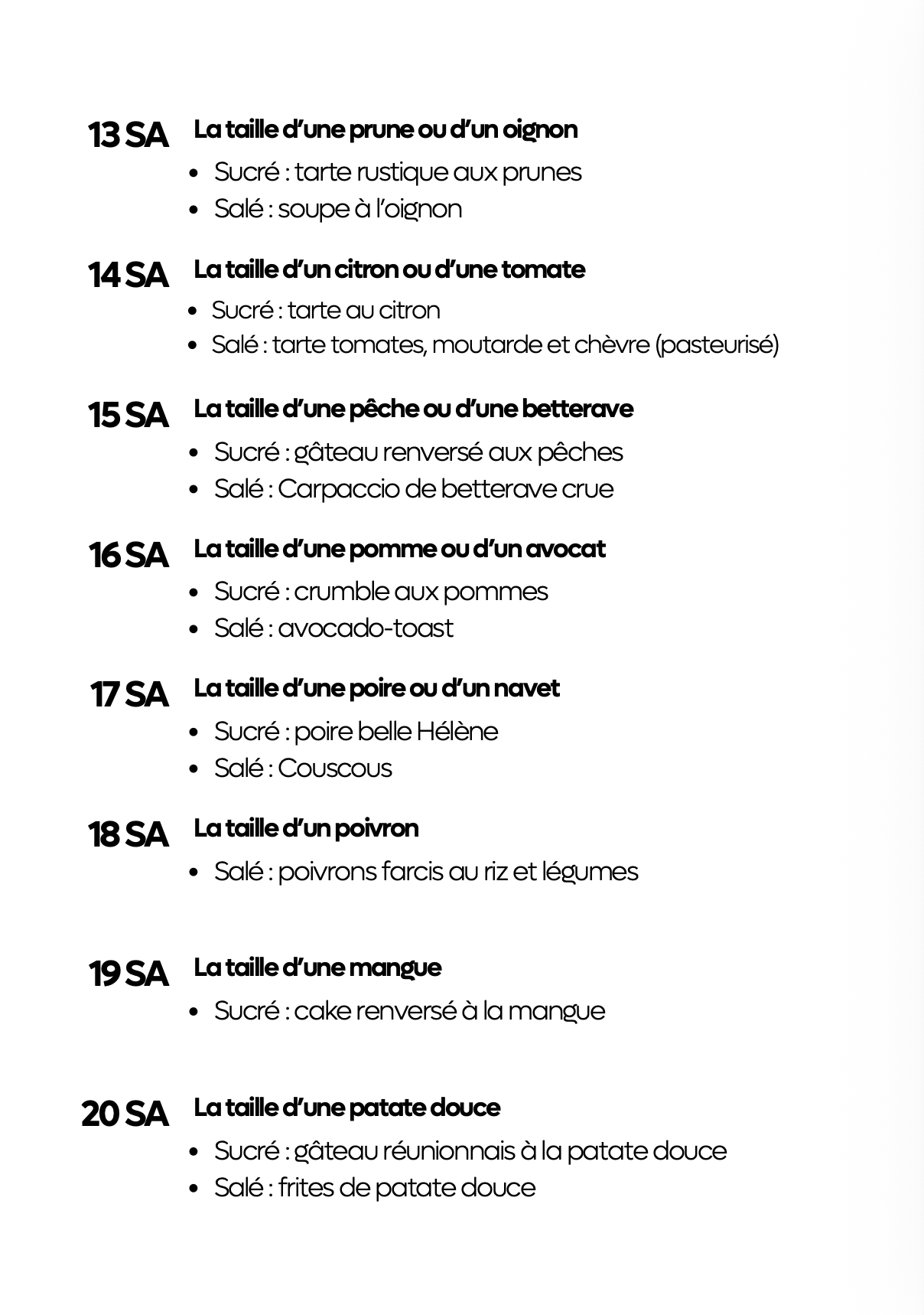Ebook de recettes "Quelle taille fait bébé cette semaine ?"