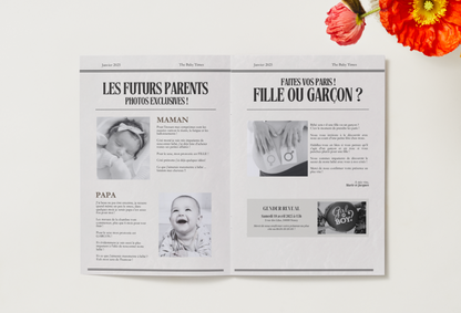 Journal d'annonce de grossesse Canva