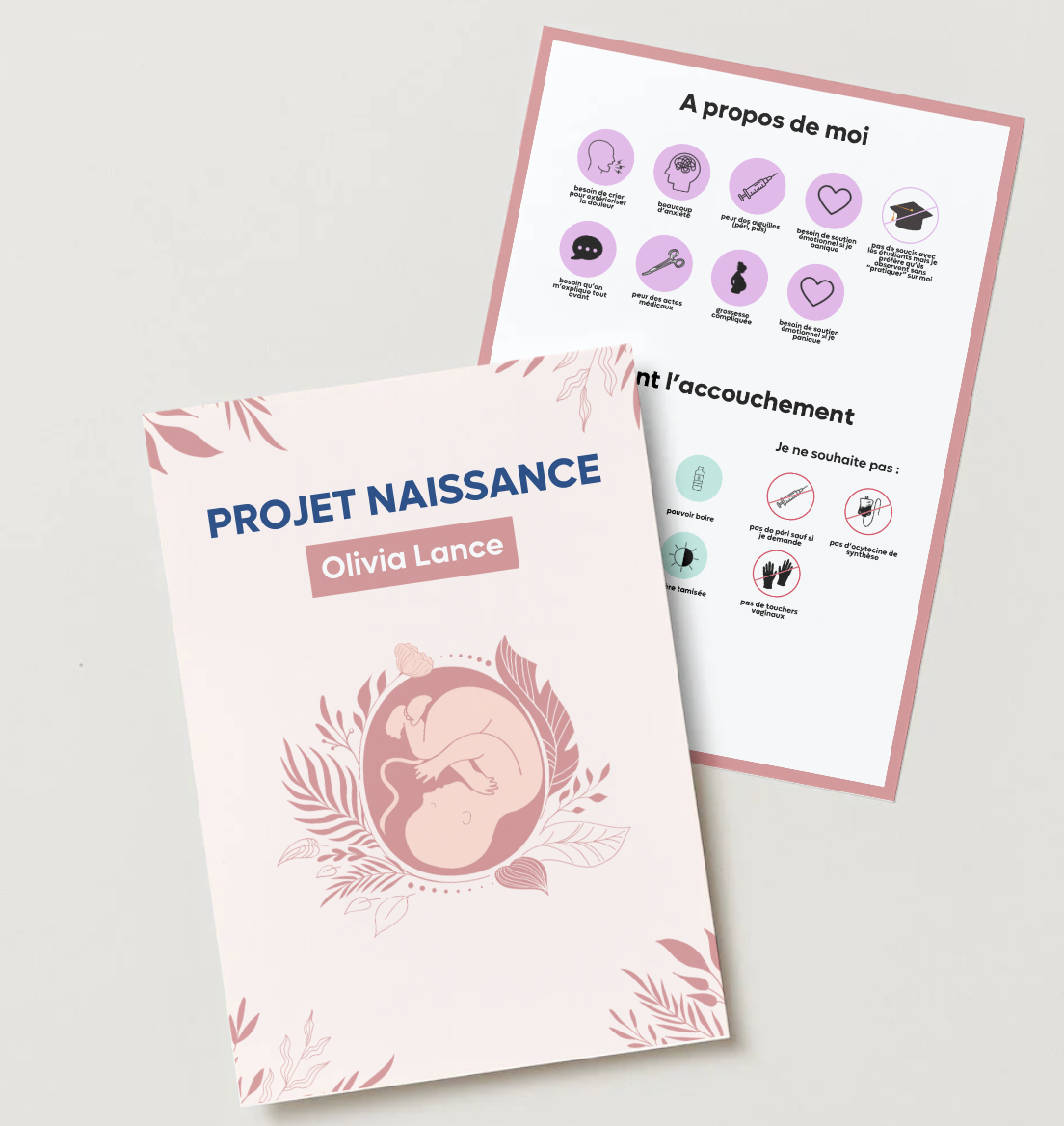 Projet de naissance modifiable sur Canva.